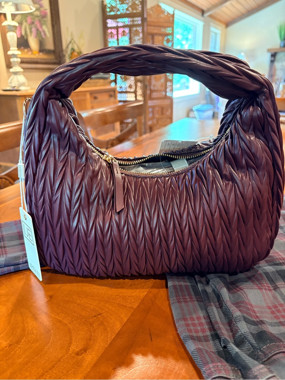 New! Braided Hobo Shoulder Bag — Plum, Urban Expresion
